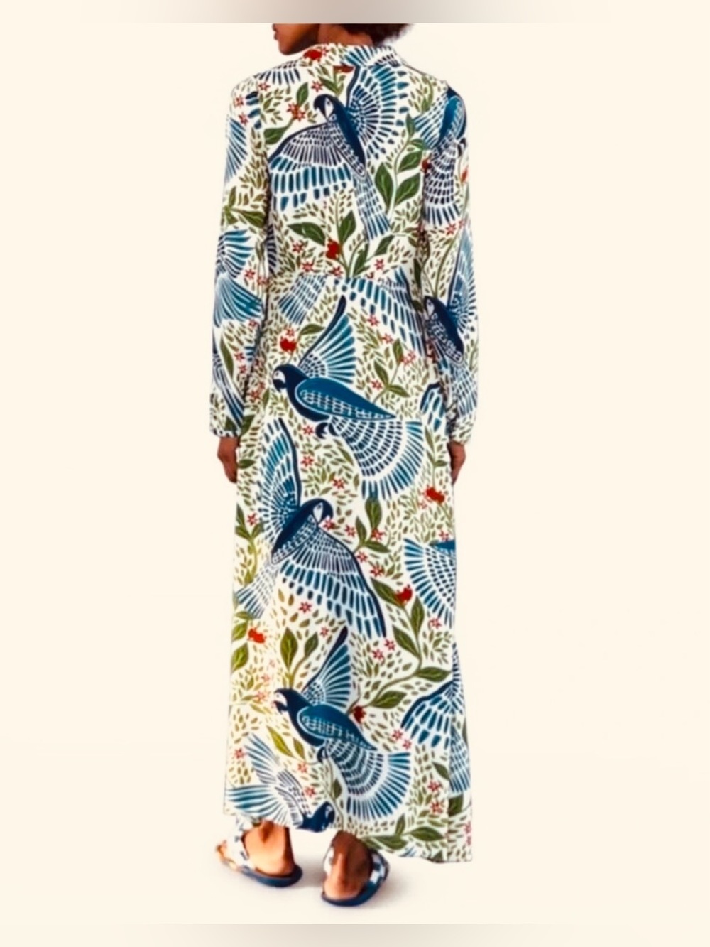 FARM RIO Macaw Flight Deep V-neck Midi Dress Size Large NWT 🦜 $280 retail - Picture 4 of 9